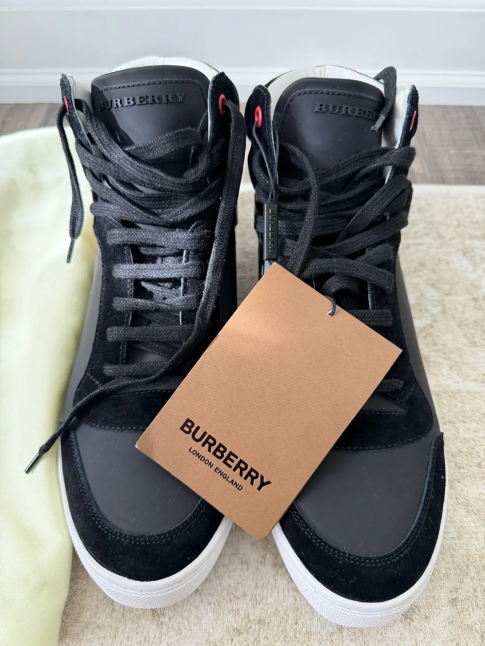 Burberry Black & White Men's High-Top Sneakers - Picture 2 of 6